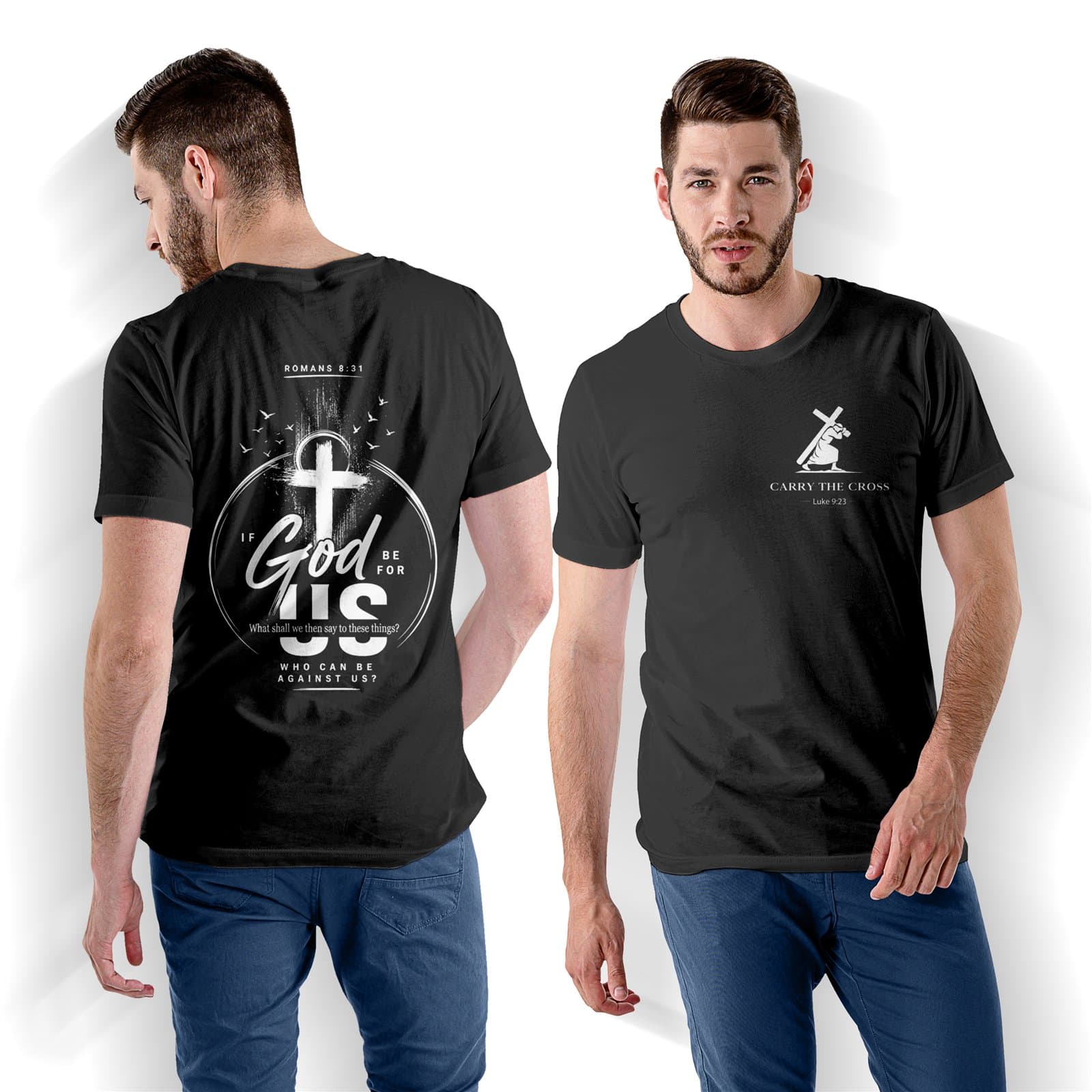 Romans 8:31 Christian T-Shirt, If God Is For Us Tee, Bible Verse Apparel shirt mockup